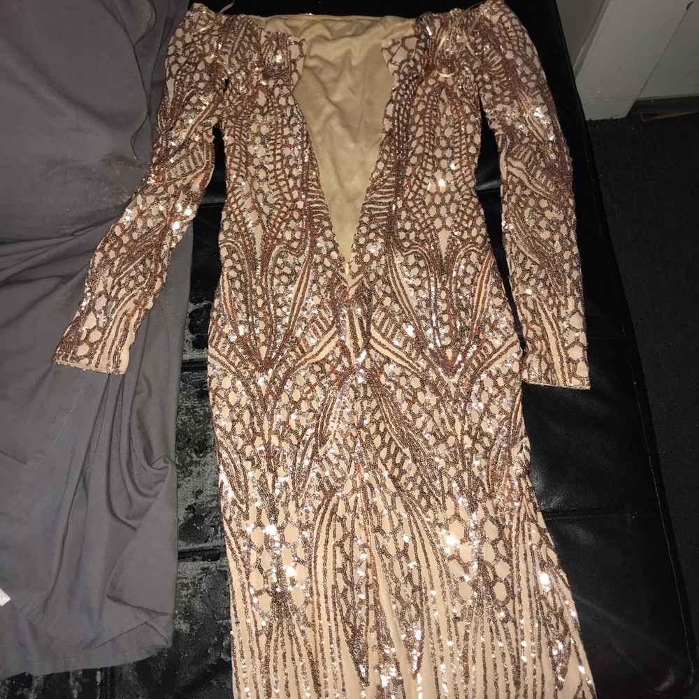 Rose Gold Sequin Dress - Picture 3 of 4